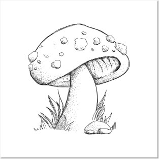 Hand drawn Mushroom with DotWork Posters and Art